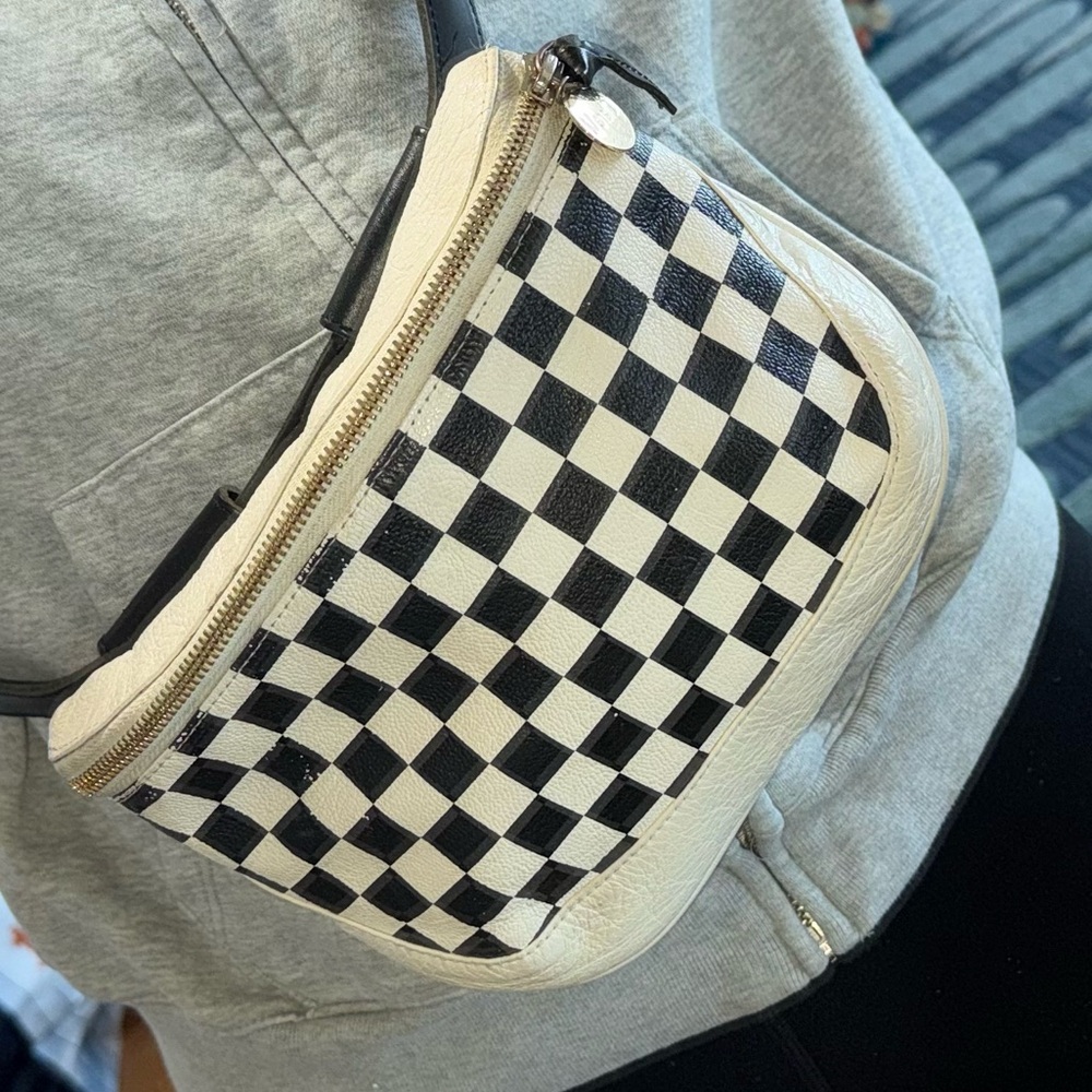 Clare V Black and White Checkered Fanny Pack w/ Long Belt!!